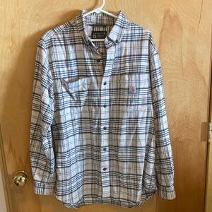 Carhartt Men's White and Black Plaid Button Down Shirt